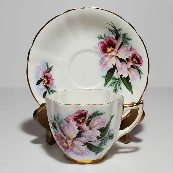 Royal London Teacup and Saucer Orchid Vintage - Picture 10 of 10